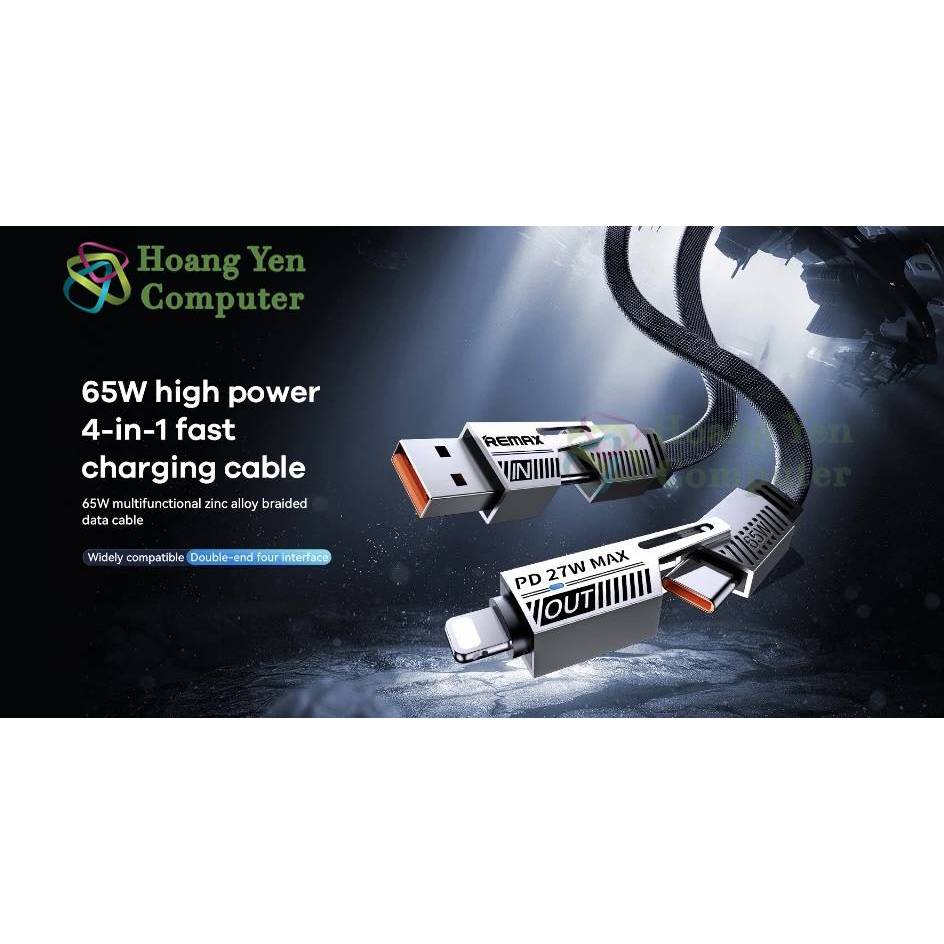 Cáp Sạc Đa Năng 4 IN 1 Remax RC-C189, Sạc nhanh QC3.0 PD27W PD65W - BH 6 Tháng Chính Hãng - Hoàng Yến Computer