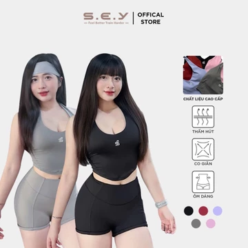Áo Bra Nữ SEY CROPPED TANK Áo Ngực Thể Thao Quai Yếm Tập Gym, Yoga Cho Nữ (Áo bra có mút ngực)