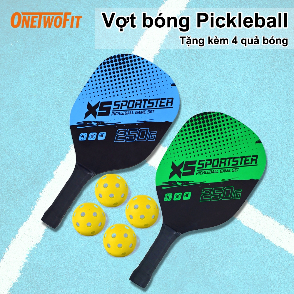 Ảnh OneTwoFit Bộ 2 pickleball Vợt Và 4 Quả Bóng Kèm túi đựng Bộ Vợt Tập thể dục cho mọi người 1
