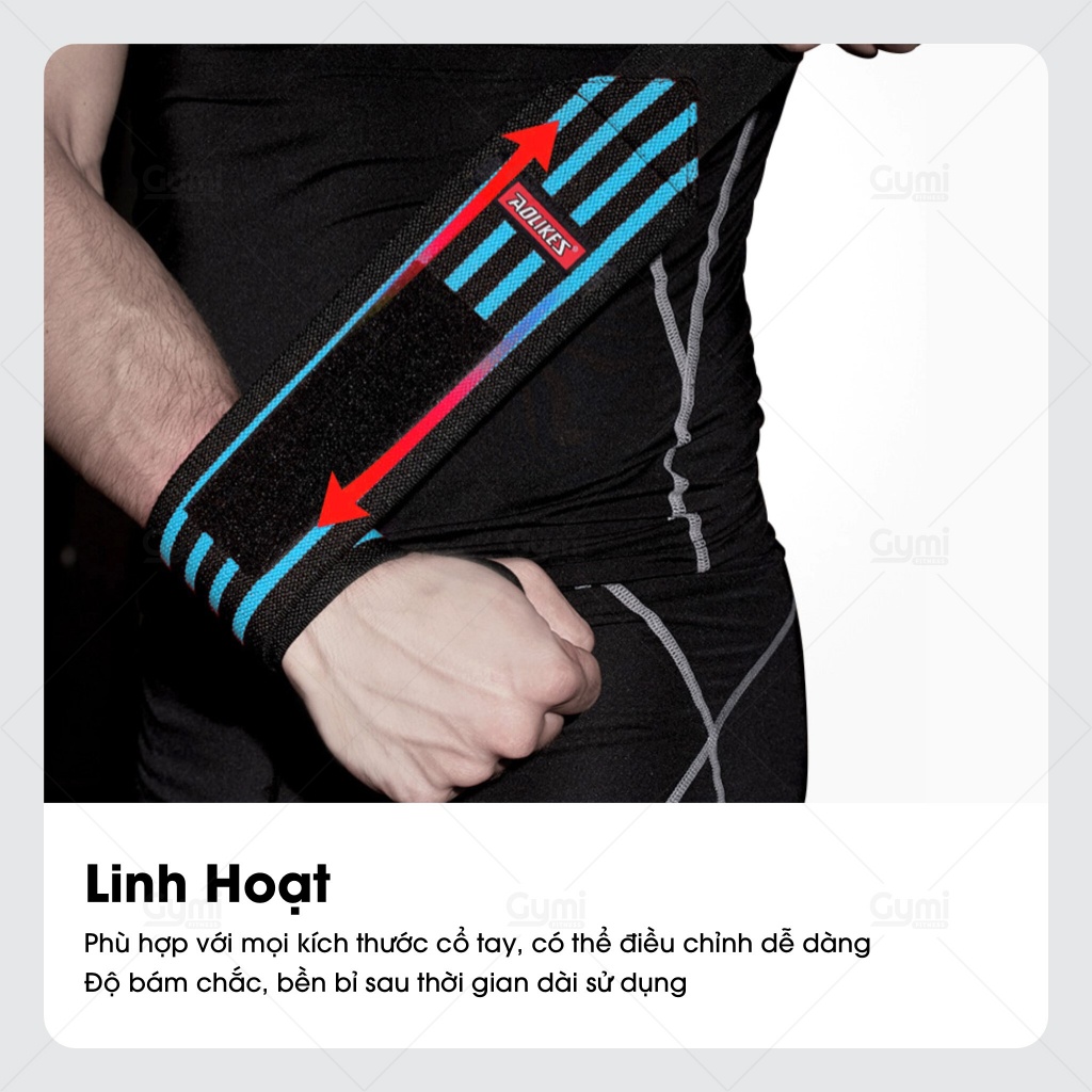 [1 Đôi] Quấn Cổ Tay Aolikes A-1539 - Dài 60cm - Quấn Bảo Vệ Tập Gym Cao Cấp Chính Hãng - AL1539