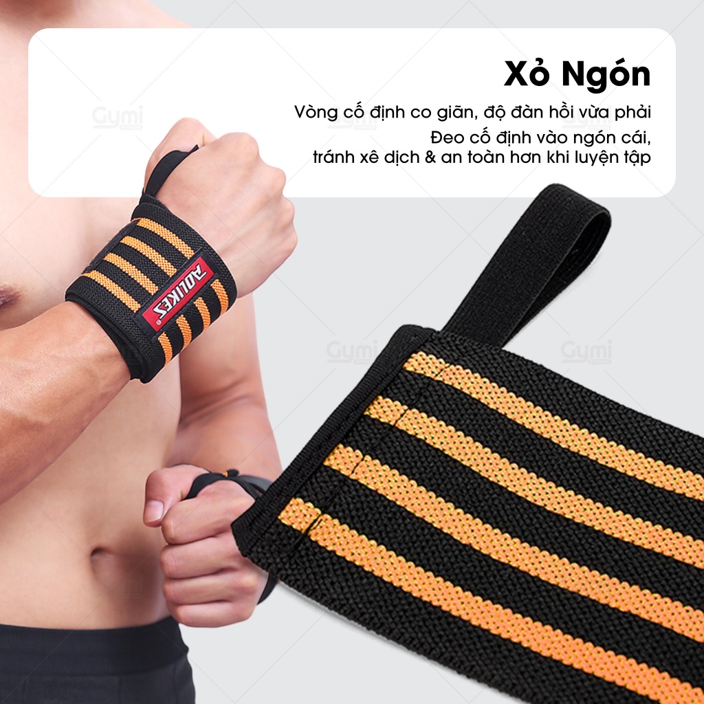 [1 Đôi] Quấn Cổ Tay Aolikes A-1539 - Dài 60cm - Quấn Bảo Vệ Tập Gym Cao Cấp Chính Hãng - AL1539