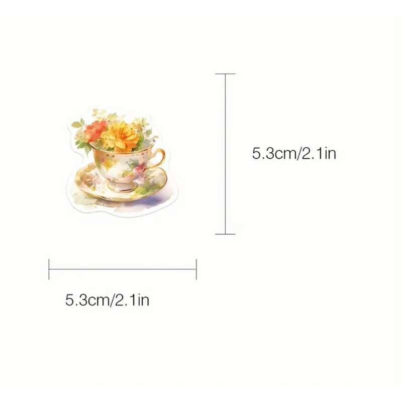 60 sticker bánh trà chiều hấp dẫn, bắt mắt  trang trí sổ tay note book laptop mũ bảo hiểm chống nước tốt trang trí sổ ta