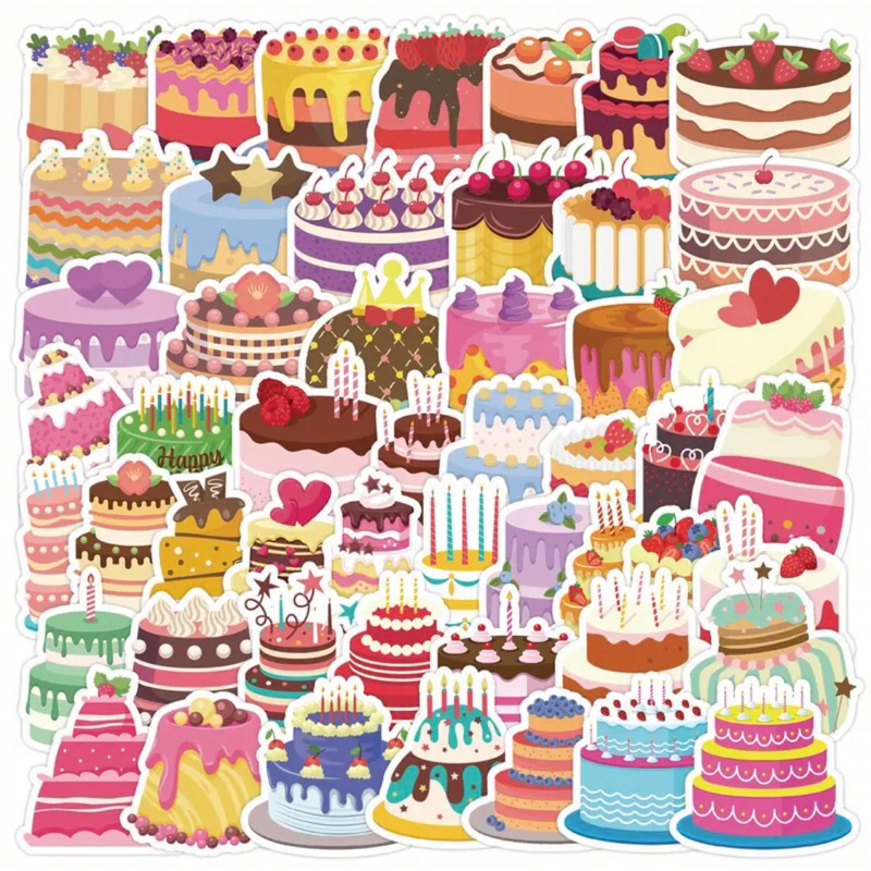 60 sticker bánh kem và phụ kiện sinh nhật