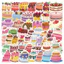 Set 60 Sticker Bánh kem và phụ kiện sinh nhật Chống Nước Dán Laptop Vali Mũ Bảo Hiểm Sổ Tay