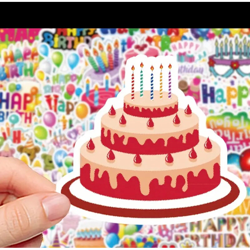60 sticker bánh kem và phụ kiện sinh nhật