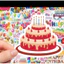 Set 60 Sticker Bánh kem và phụ kiện sinh nhật Chống Nước Dán Laptop Vali Mũ Bảo Hiểm Sổ Tay