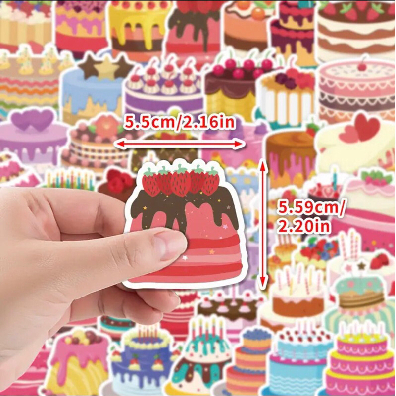 60 sticker bánh kem và phụ kiện sinh nhật