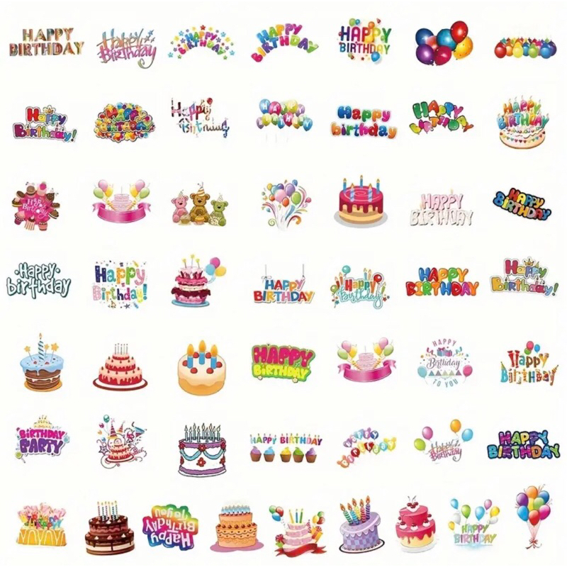 60 sticker bánh kem và phụ kiện sinh nhật