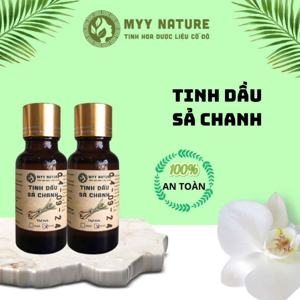 Tinh Dầu Sả Chanh Nguyên Chất 100% Khử Mùi, Diệt Khuẩn, Đuổi côn Trùng, Ngăn Ngừa Cảm Cúm Chai 20ml