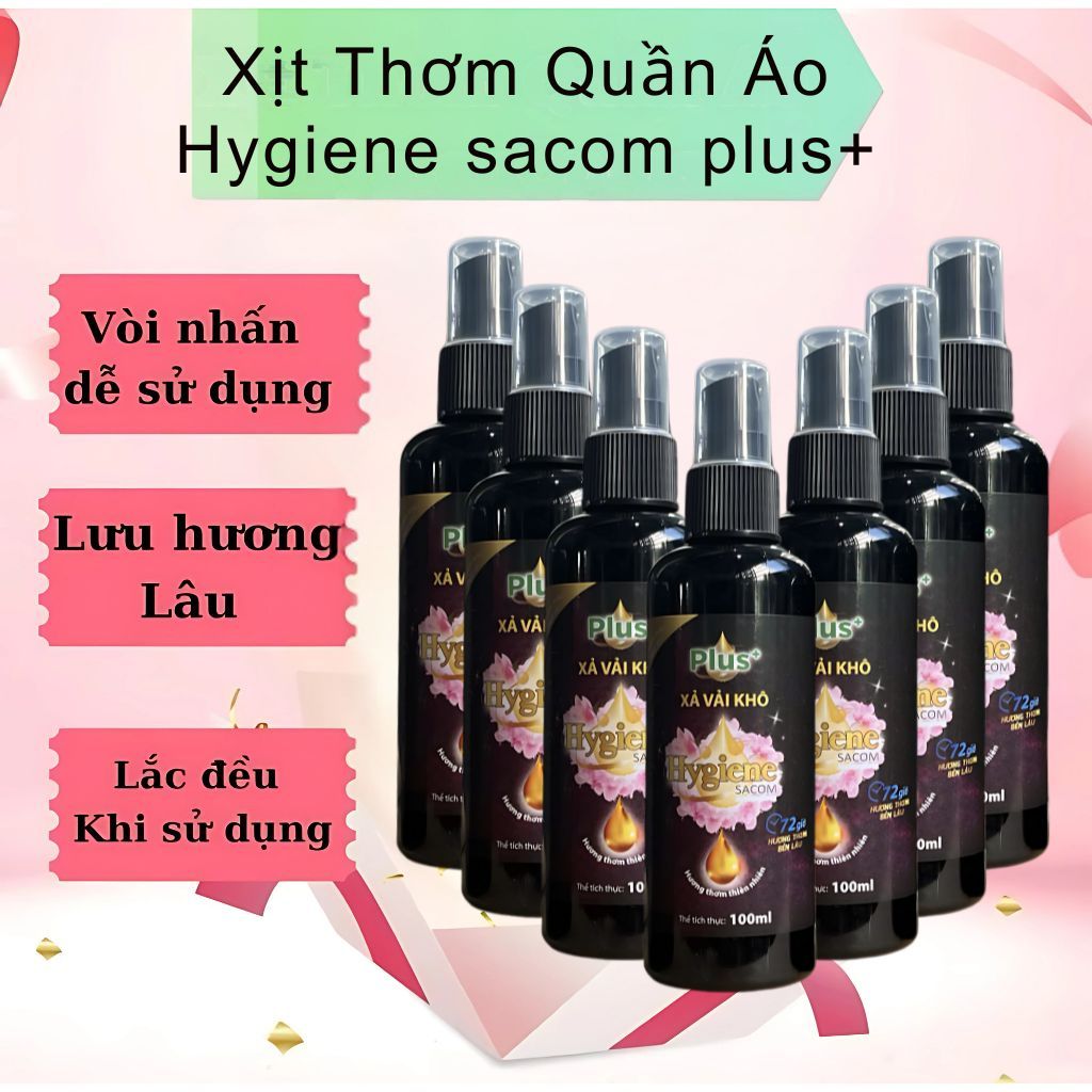 Nước xả vải khô HyGiene sacom Plus+ giữ hương thơm lâu trên quần áo, vải, chăn mền 100ml