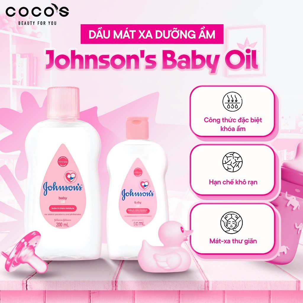 Ảnh Dầu mát xa dưỡng ẩm Johnson's baby oil massage pink 200ml / 50ml 3
