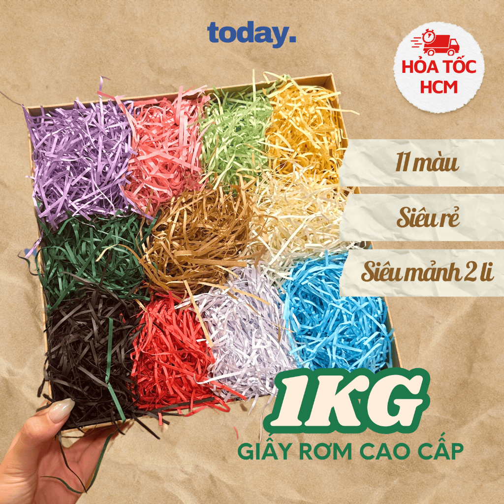 [1KG] Giấy rơm NHIỀU MÀU, rơm lót hộp quà, giấy rơm lót hộp quà, giấy ...