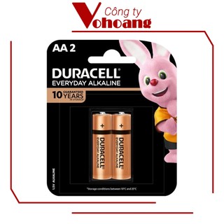 Vỉ 2 viên pin tiểu AA Duracell Alkaline chính hãng công suất cao