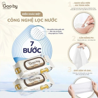 Khăn ướt, giấy ướt em bé Gooby Premium 100 tờ/60 tờ cao cấp, không cồn, không parabens, mềm mịn