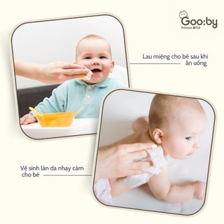 Khăn ướt, giấy ướt em bé Gooby Premium 100 tờ/60 tờ cao cấp, không cồn, không parabens, mềm mịn