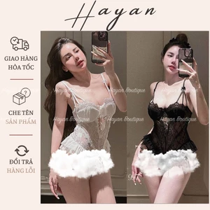 JUM20 Đồ ngủ sexy bodysuit có GỌNG kèm ĐỆM,bộ jumsuit cosplay lingerie ren bèo sang chảnh JUM20