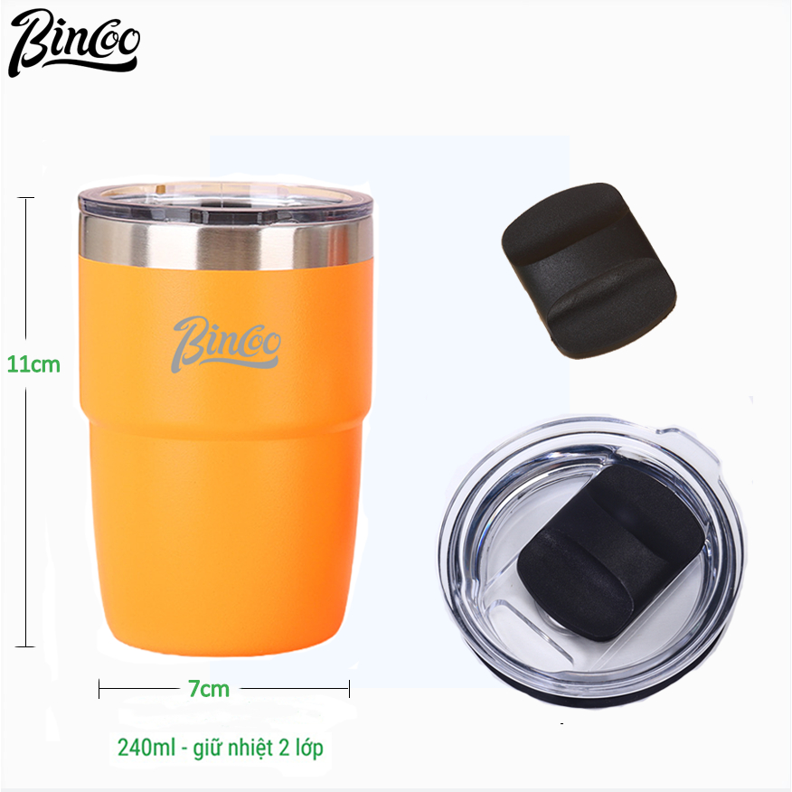 Ly cà phê inox 304 giữ nhiệt 2 lớp, Ly cà phê inox tiện lợi mang theo ...