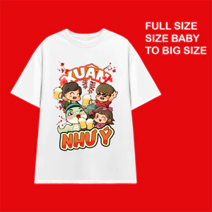 Áo thun Tết Xuân Như Ý áo phông unisex nam nữ, áo gia đình năm mới, Áo phông tết cho hội nhóm bé trai bé gái dễ thương