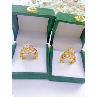 Nhẫn kim tiền bản to Đính đá mạ vàng 18 ca, nhẫn trang sức dành cho nam nữ - trangsucnhatam