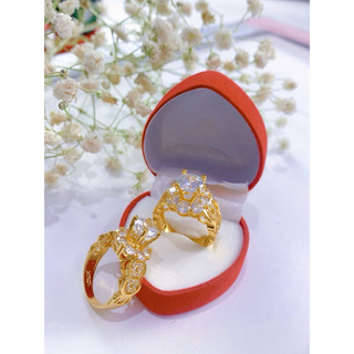Nhẫn kim tiền bản to Đính đá mạ vàng 18 ca, nhẫn trang sức dành cho nam nữ - trangsucnhatam