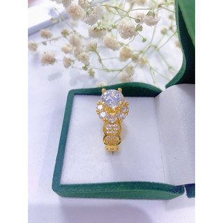 Nhẫn kim tiền bản to Đính đá mạ vàng 18 ca, nhẫn trang sức dành cho nam nữ - trangsucnhatam