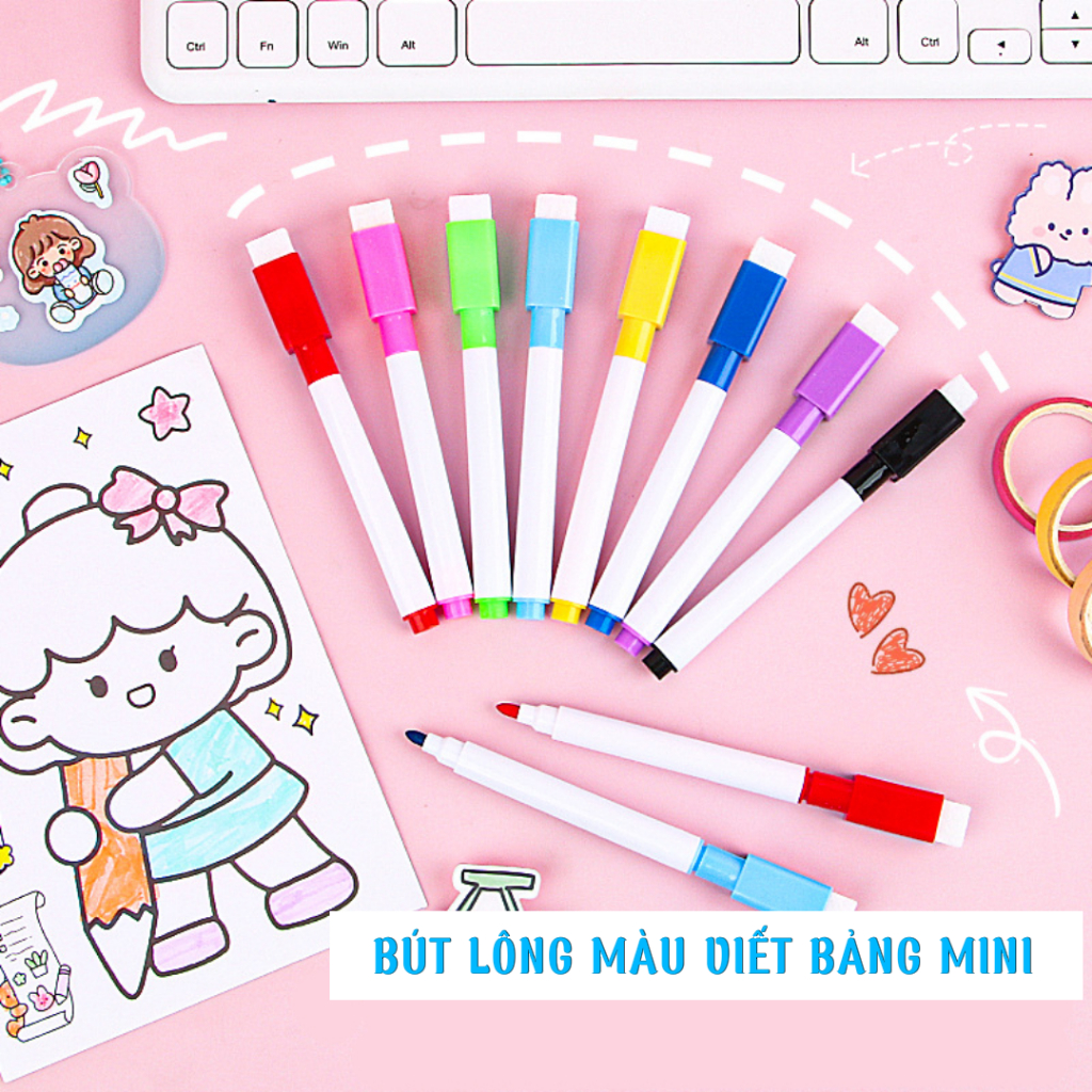 Bút Lông Màu Viết Bảng Mini Kèm Đầu Tẩy - Bút Tập Vẽ Cho Các Em Nhỏ ...