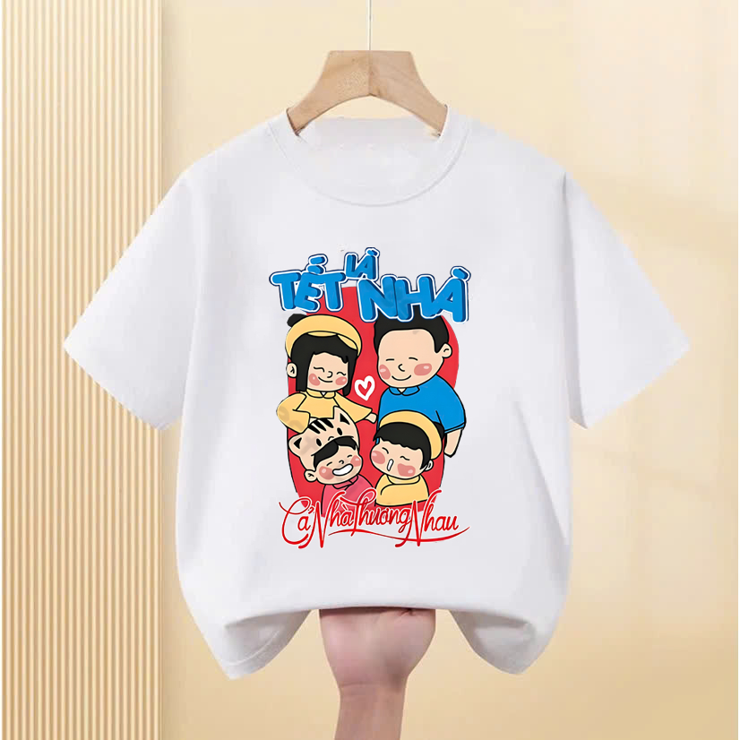 Áo thun Tết năm mới cho bé trai bé gái, áo gia đình, hội nhóm Áo phông unisex nam nữ mặc tết 2025 cotton dãn mềm mịn