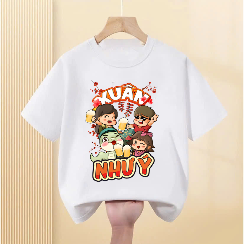 Áo phông unisex nam nữ mặc tết 2025 Áo thun Tết năm mới cho bé trai bé gái, áo gia đình, hội nhóm, áo đôi dễ thương