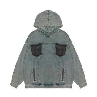 Áo Hoodie Jeans Túi Kiểu From Rộng Thời Trang Unisex