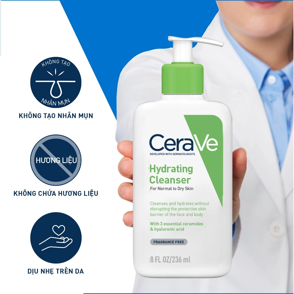 Ảnh Sữa rửa mặt giúp sạch sâu cho da thường, da khô CeraVe Hydrating Cleanser 88ml/236ml/473ml 3