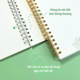 Sổ Caro B5 Bonzai lò xo kép bìa nhựa hai mặt 100gsm/120