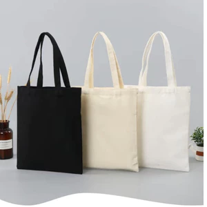 Túi tote trơn vải canvas Form A4 nam nữ đi học đi chơi phong cách Hàn quốc Túi trơn màu trắng be thời trang TOTa196