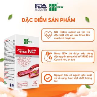 Thực Phẩm Bảo Vệ Sức khỏe Nano NO+ OIC NEW Giảm Mỡ Máu Ổn Định Huyết Áp Tốt Cho Tim Mạch Lọ 30 viên