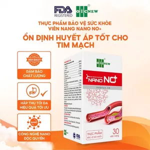 Thực Phẩm Bảo Vệ Sức khỏe Nano NO+ OIC NEW Giảm Mỡ Máu Ổn Định Huyết Áp Tốt Cho Tim Mạch Lọ 30 viên