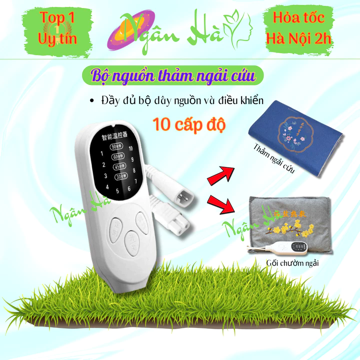 Điều khiển thảm ngải cứu, gối ngải cứu 10 cấp độ, Phụ kiện dây nguồn thảm ngải cứu, gối ngải