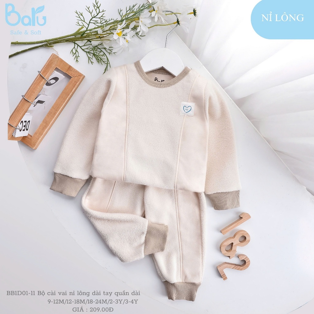 Bộ cài vai nỉ lông dài tay quần dài