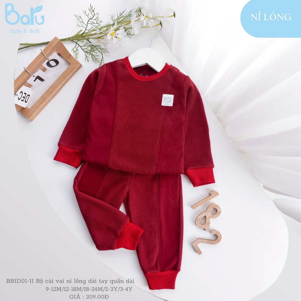 Bộ cài vai nỉ lông dài tay quần dài