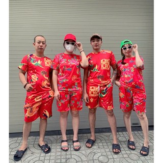 [MẪU MỚI] Đồ Mặc Nhà Thể Thao Nam Nữ bigsize, Set bộ đi chơi In Hoa Lá Cành Chúc Tết Đui Con Công BC