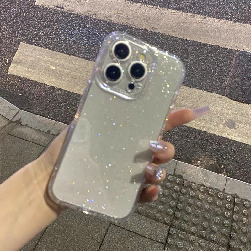 Ốp iphone dẻo trong suốt lấp lánh ánh kim