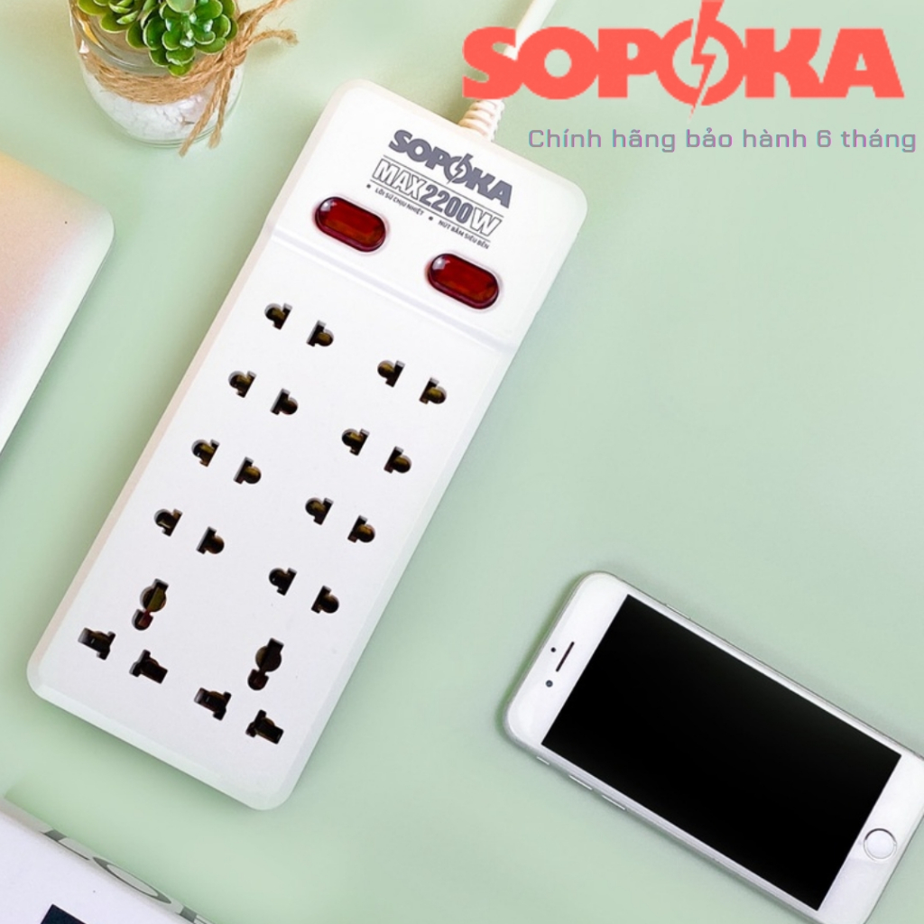 Ổ Điện Chính Hãng SOPOKA  Chịu Tải Lớn Chất Liệu Nhựa Abs Chống Cháy không làm nóng thiết bị