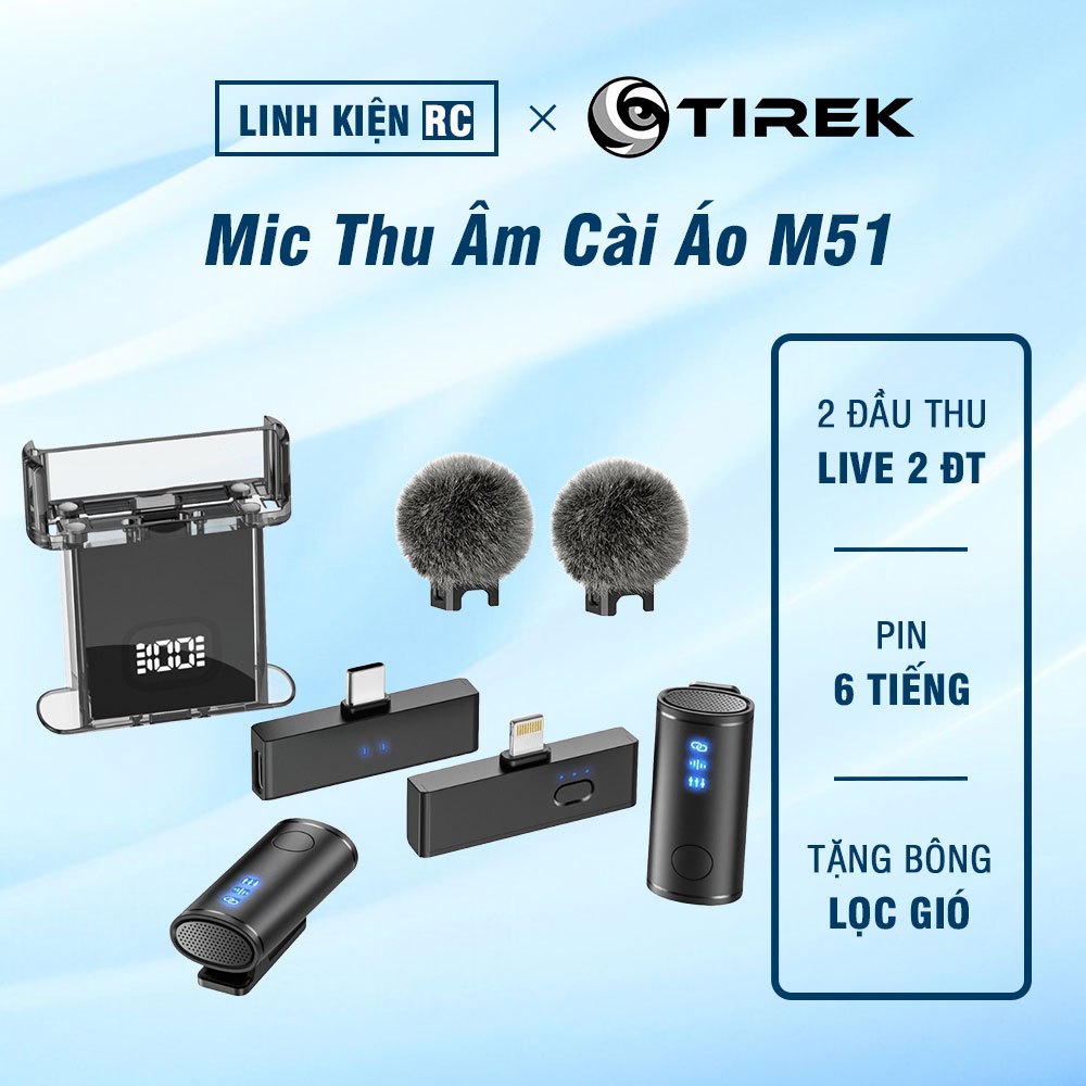 Mic Thu Âm Không Dây Cho Điện Thoại M51 - Combo 2 Mic + 2 Đầu Thu, Bật ...