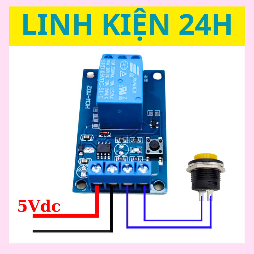 Module kích hoạt relay bằng nút nhấn 5V/12V/24V - Mạch bật tắt relay ...