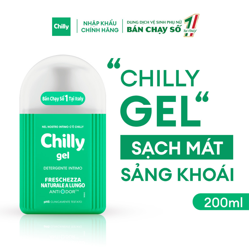 Ảnh Dung dịch vệ sinh phụ nữ Chilly Gel chiết xuất bạc hà se se lạnh, bùng tươi mát chai 200ml 2