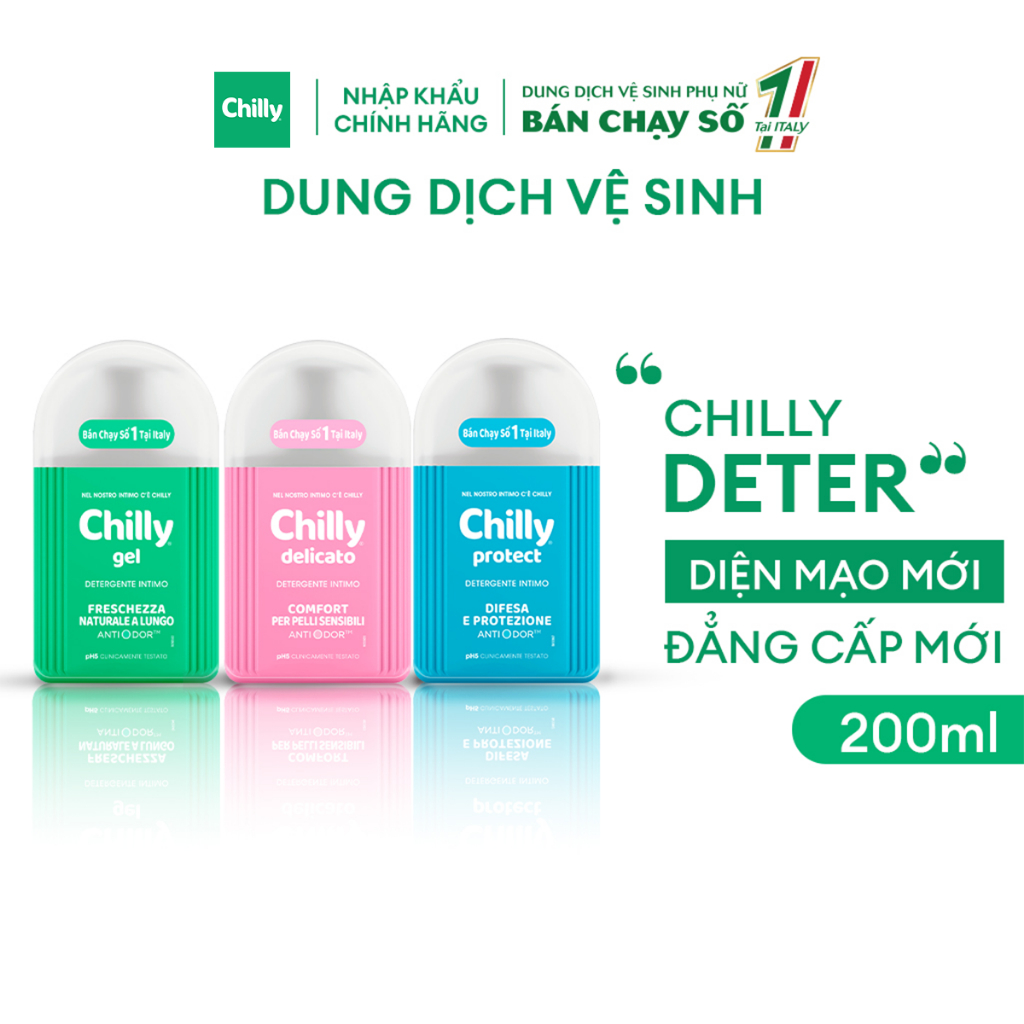 Ảnh Dung dịch vệ sinh phụ nữ Chilly làm sạch và dưỡng ẩm, chiết xuất bạc hà 200ml 2