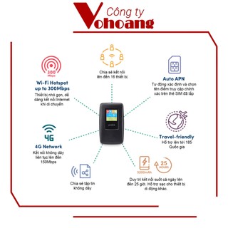 Bộ phát Wifi di động PROLiNK DL7203E dùng SIM 4G LTE 150Mbps pin 5200mAH lên tới 25h TFT 1.44" cổng RJ45 USB 2.0