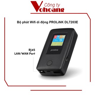 Bộ phát Wifi di động PROLiNK DL7203E dùng SIM 4G LTE 150Mbps pin 5200mAH lên tới 25h TFT 1.44" cổng RJ45 USB 2.0
