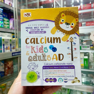 Viên sữa CALCIUM KIDS hỗ trợ phát triển chiều cao, giúp xương răng chắc khỏe, chống còi xương ở trẻ nhỏ, hộp 60 viên