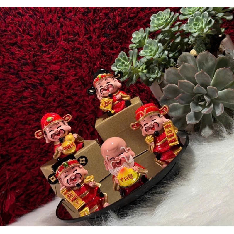 BỘ 5 TƯỢNG THẦN TÀI PHÚC - LỘC - THỌ trang trí decor phong thuỷ
