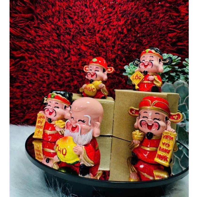 BỘ 5 TƯỢNG THẦN TÀI PHÚC - LỘC - THỌ trang trí decor phong thuỷ