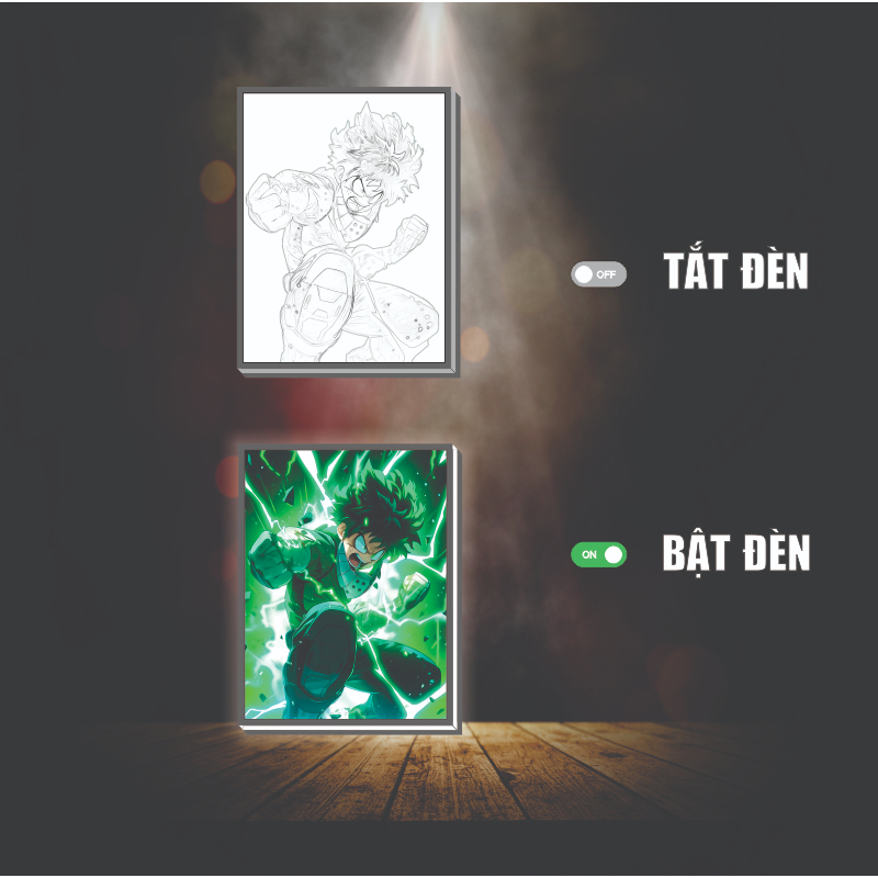 Tranh đèn led 3D đổi màu Học Viện Anh Hùng  - Tranh đèn led 3D ANIME trang trí bàn làm việc, đèn ngủ